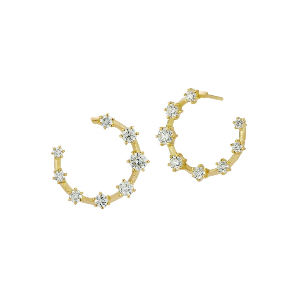 Jade Trau 18k Yellow Gold Large Diamond Kismet Hoop Earrings